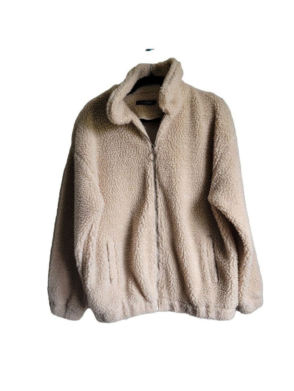 Women's ZAFUL Beige Fleece Teddy Jacket Size 6 Medium Cozy